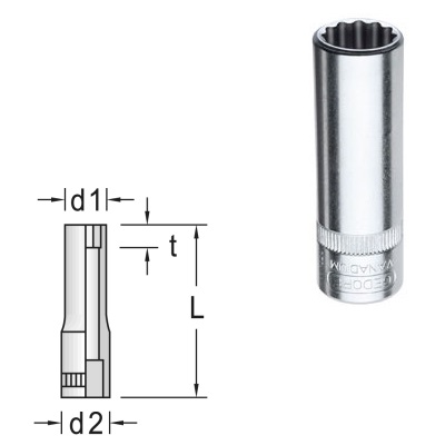 Gedore D 20 L 9/32AF Dopsleutel 1/4" lang UD-profiel 9/32"