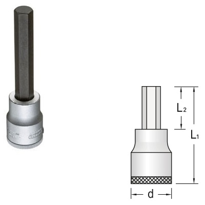 Gedore IN 32 L 22-155 Screwdriver bit socket 3/4", long, in-hex 22 mm