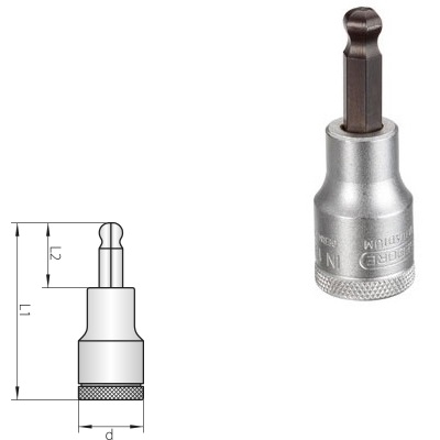 Gedore IN 19 K 6 Dopsleutel-schroevendraaier 1/2" kogelkop inbus 6 mm