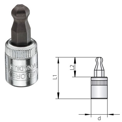 Gedore IN 20 K 6 Screwdriver bit socket 1/4" ball-end in-hex 6 mm