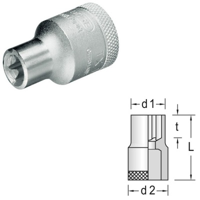 Gedore TX 19 E10 Dopsleutel 1/2" Torx E10