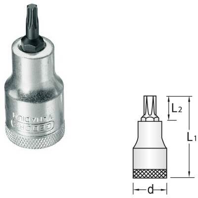 Gedore ITX 19 T20 Dopsleutel-schroevendraaier 1/2" Torx T20