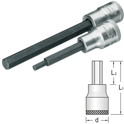 Gedore IN 19 L 9-140 Screwdriver bit socket 1/2", long inbus 9 mm
