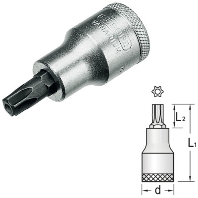 Gedore ITX 19 B T20 Dopsleutel-schroevendraaier 1/2" Torx met gat T20