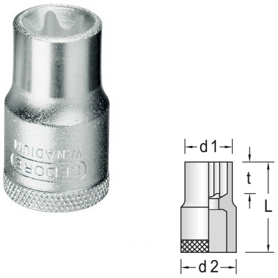 Gedore TX 19 E18 Dopsleutel 1/2" Torx E18