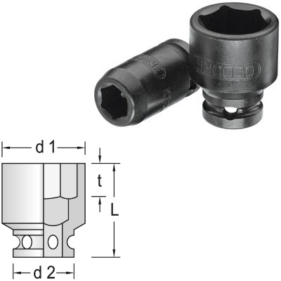 Gedore K 20 7/16AF Slagmoerdopsleutel 1/4" 6-kant 7/16"