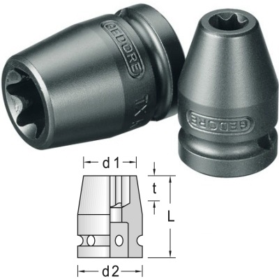 Gedore TX K 19 E10 Slagmoerdopsleutel 1/2" Torx E10