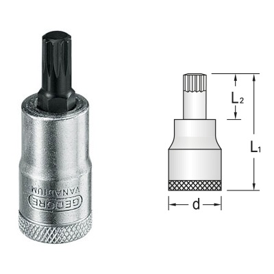 Gedore INX 30 10 Dopsleutel-schroevendraaier 3/8" XZN M10