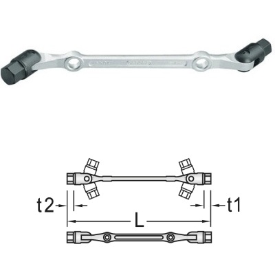 Gedore IN 34 12x14 Doppel-Gelenkschlssel Innen-6-kant 12x14 mm