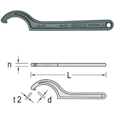 Gedore-direct > Gedore 40 Z 52-55 Hook wrench with pin, 52-55 mm