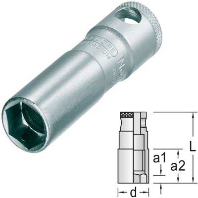 Gedore 50 MH Bougiedopsleutel met magneet 20,8 mm 1/2"