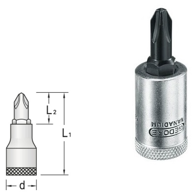 Gedore IKS 30 1 Screwdriver bit socket 3/8" PH 1