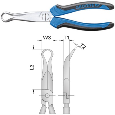 Gedore 8138-200 JC Mechanics pliers, without wire cutter, 30 angled 200 mm