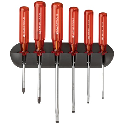 PB Swiss Tools 244 Classic schroevendraaierset in wandhouder, Phillips/zaagsnede, 6-delig