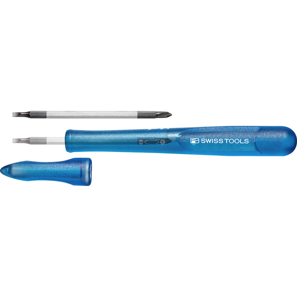 PB Swiss Tools 168.00 Blue Schroevendraaier met omsteekkling zaagsnede/Phillips, maat 00, blauw