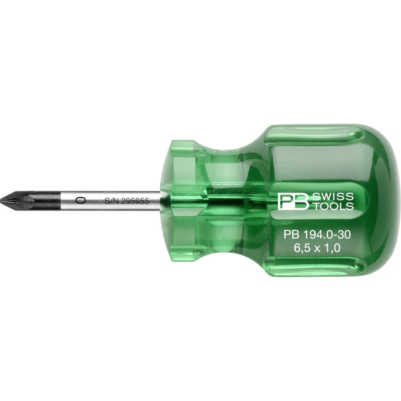 PB Swiss Tools 194.0-30 Classic stubby schroevendraaier, kruiskop Pozidriv maat 0