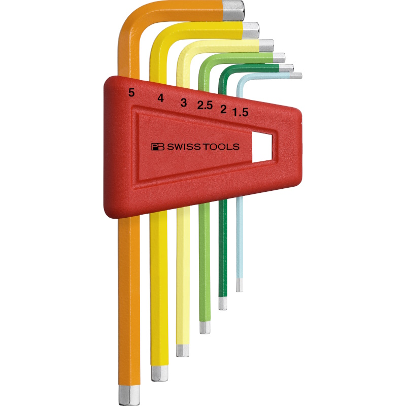 PB Swiss Tools 210.H-5 RB Rainbow inbussleutelset in houder, 1,5 tot 5 mm