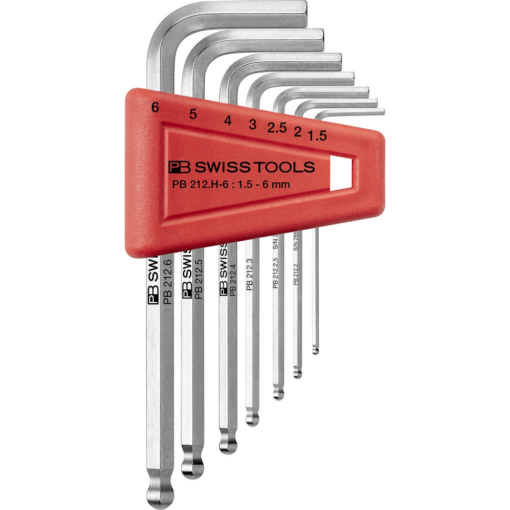 PB Swiss Tools 212.H-6 Inbussleutelset in houder, met kogelkop, 1,5 tot 6 mm