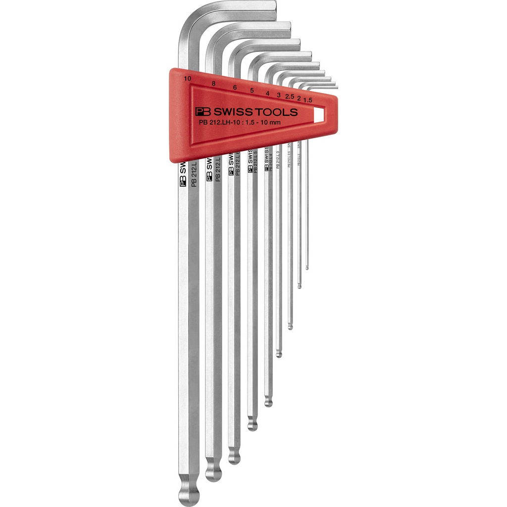 PB Swiss Tools 212.LH-10 Inbussleutel set lang met kogel, 1,5 tot 10 mm