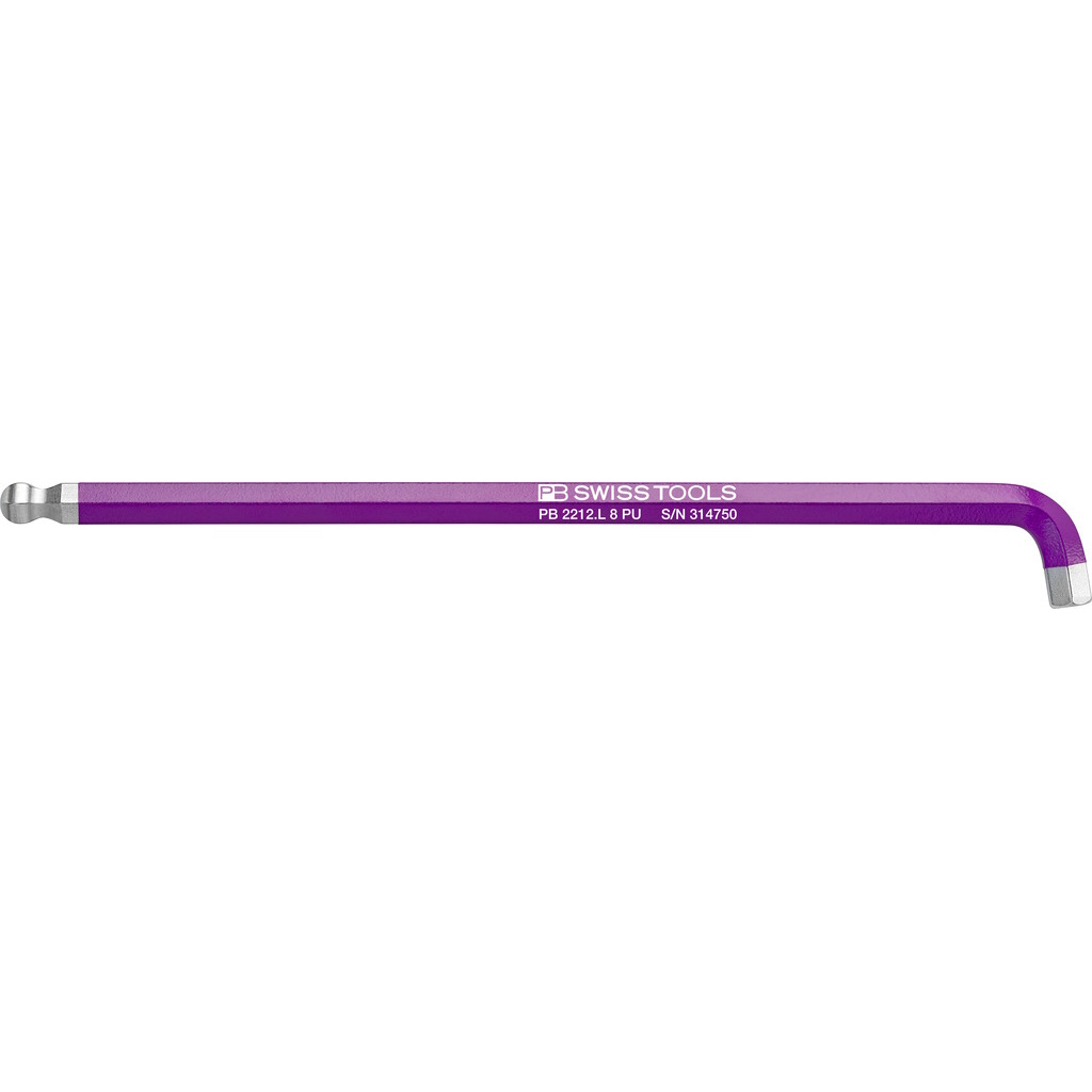 PB Swiss Tools 2212.L 8 PU Inbussleutel lang met kogelkop, korte stift, 8 mm, paars