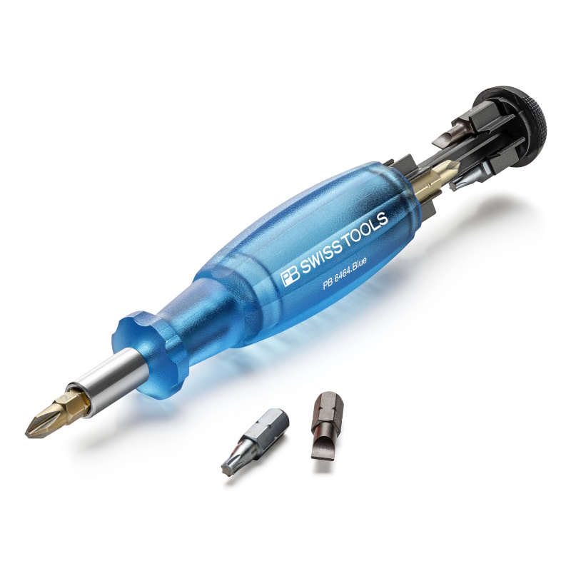 PB Swiss Tools 6464.Blue Insider, bithouder met 8 bits in greep, blauw