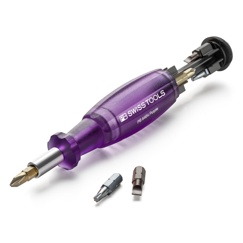 PB Swiss Tools 6464.Purple Insider, bithouder met 8 bits in greep, paars