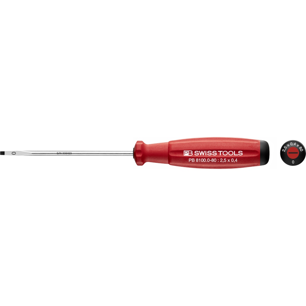 PB Swiss Tools 8100.0-80 SwissGrip schroevendraaier, zaagsnede maat 0