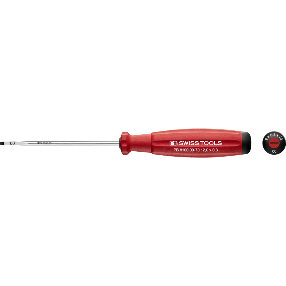 PB Swiss Tools 8100.00-70 SwissGrip schroevendraaier, zaagsnede maat 00