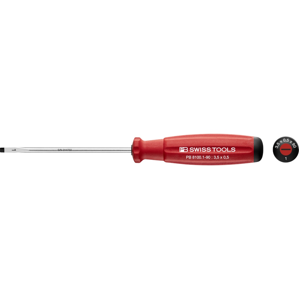 PB Swiss Tools 8100.1-90 SwissGrip schroevendraaier, zaagsnede maat 1