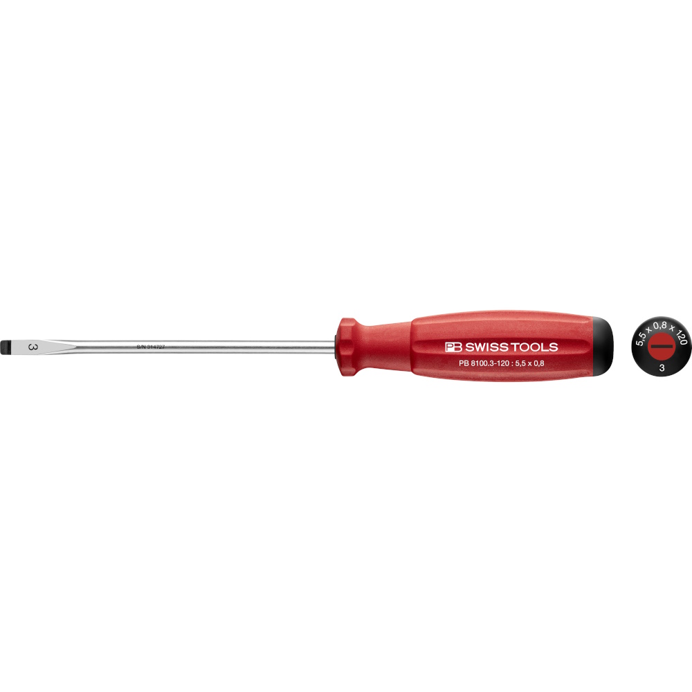 PB Swiss Tools 8100.3-120 SwissGrip schroevendraaier, zaagsnede maat 3