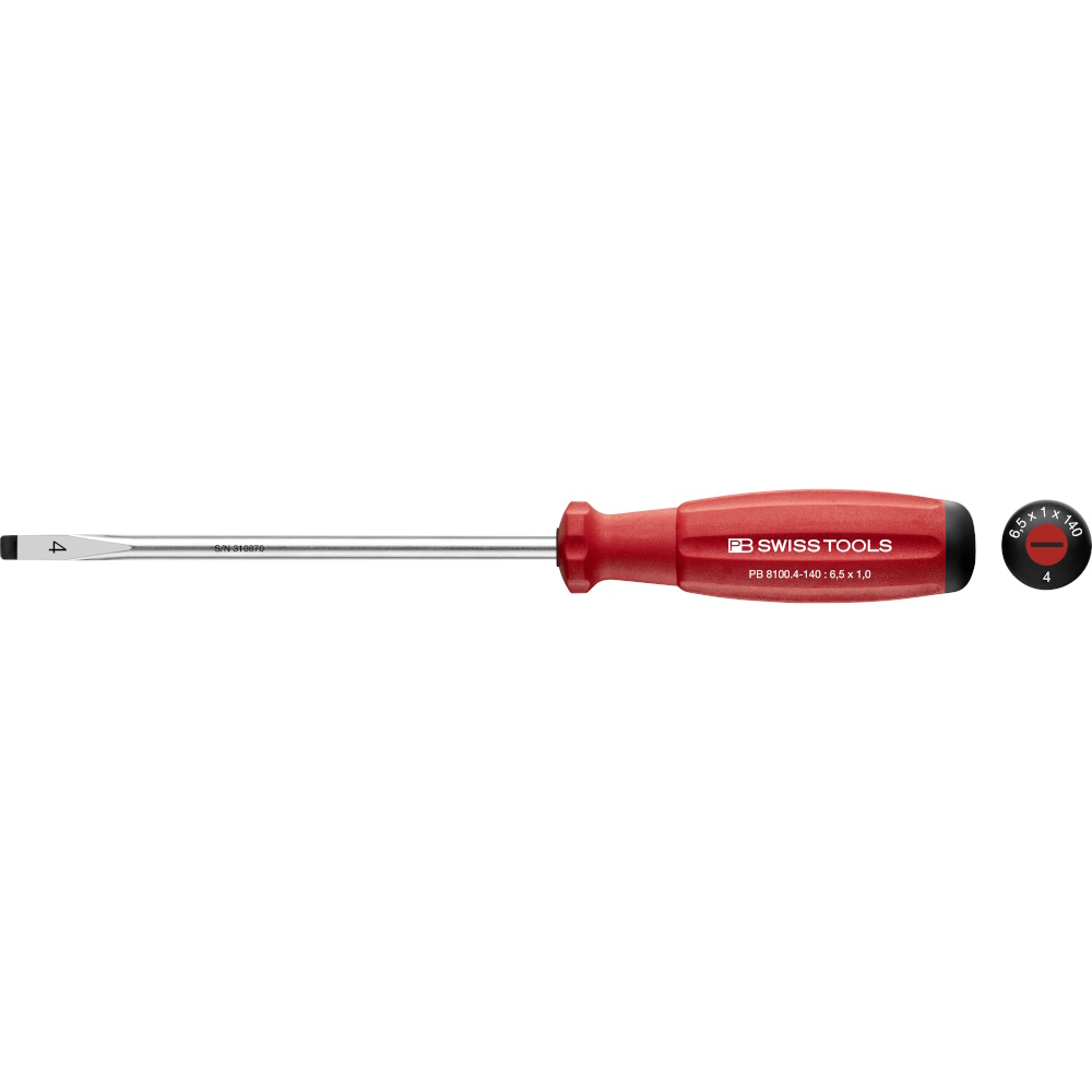 PB Swiss Tools 8100.4-140 SwissGrip schroevendraaier, zaagsnede maat 4