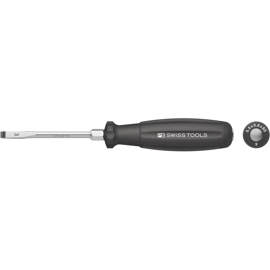 PB Swiss Tools 8102.DN 3-80 SwissGrip schroevendraaier met slagkap, zaagsnede maat 3