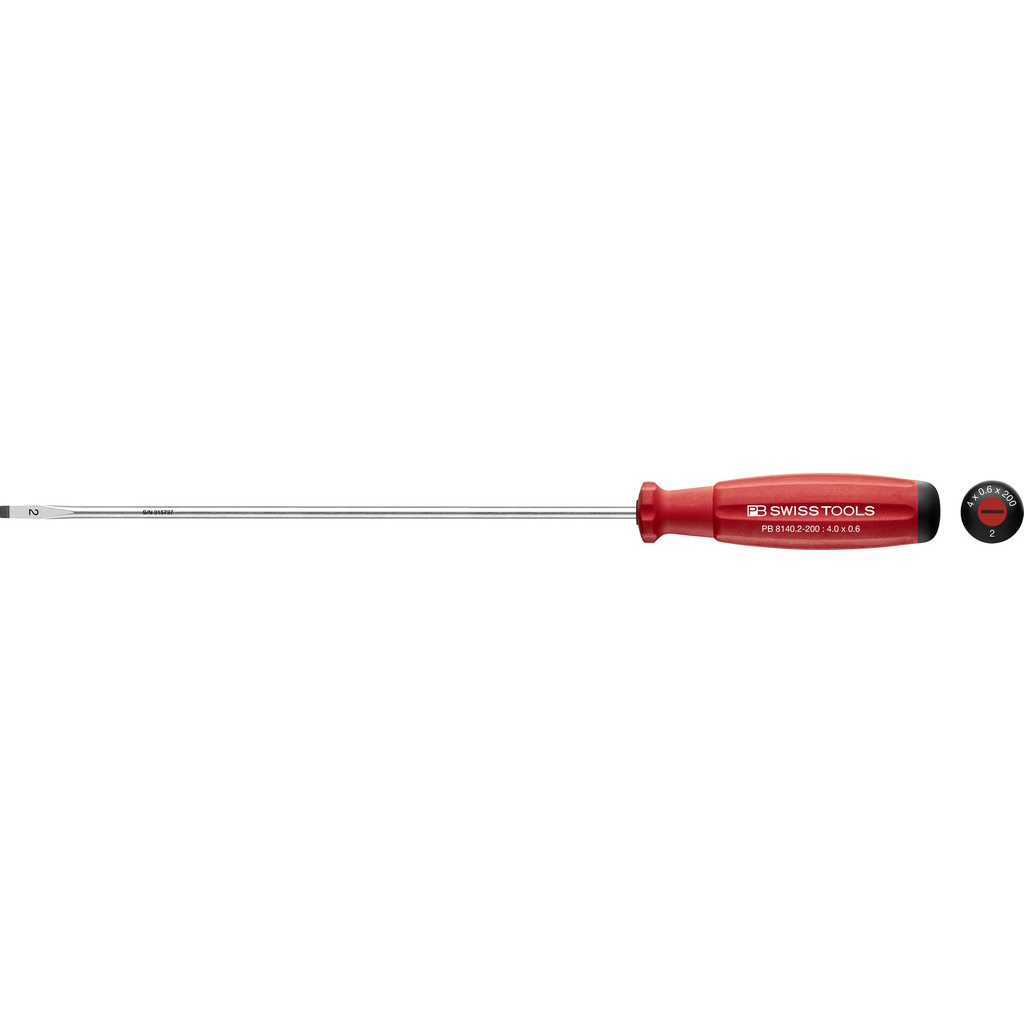 PB Swiss Tools 8140.2-200 SwissGrip schroevendraaier zaagsnede maat 2, extra lang