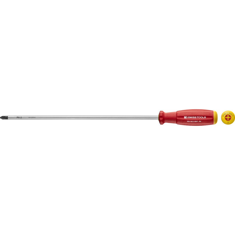 PB Swiss Tools 8190.2-300/7 SwissGrip kruiskopschroevendraaier Phillips maat PH2, extra lang