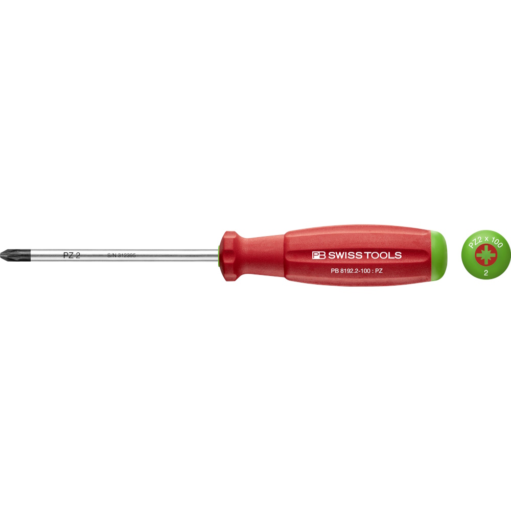 PB Swiss Tools 8192.2-100 SwissGrip kruiskopschroevendraaier Pozidriv maat PZ2, standaard