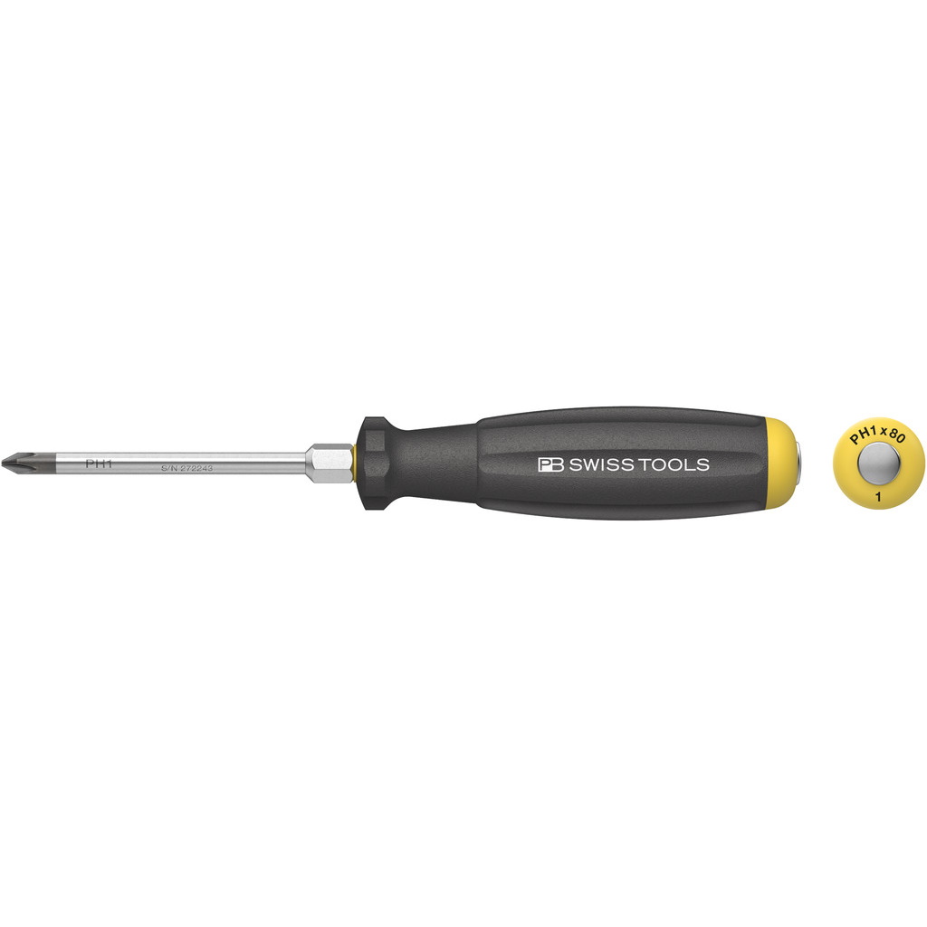 PB Swiss Tools 8193.DN 1-80 SwissGrip kruiskopschroevendraaier met slagkap Phillips maat PH1