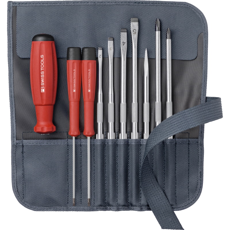 PB Swiss Tools 8218.GY Schroevendraaierset in rol-etui, Grijs