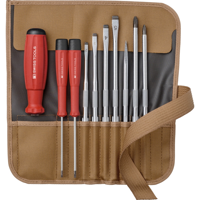 PB Swiss Tools 8218.TO Schroevendraaierset in rol-etui, Tobacco