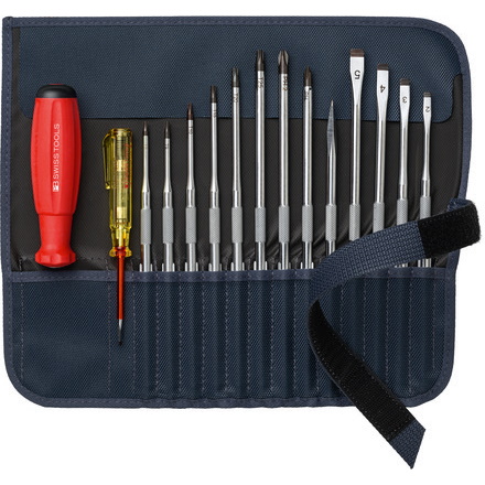 PB Swiss Tools 8222.GY Schroevendraaierset in rol-etui, 15-delig