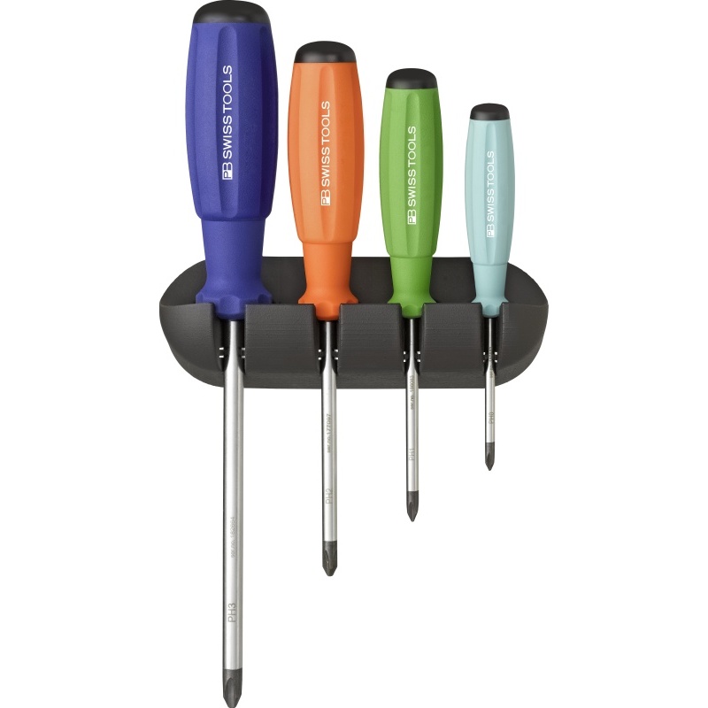 PB Swiss Tools 8242.RB SwissGrip RainBow schroevendraaierset, kruiskop Phillips, in wandhouder