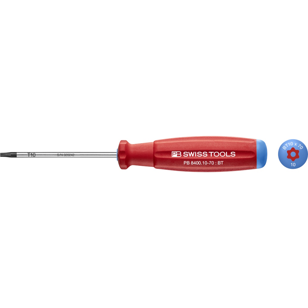 PB Swiss Tools 8400.B 10-70 SwissGrip schroevendraaier, Torx met gat, maat T10