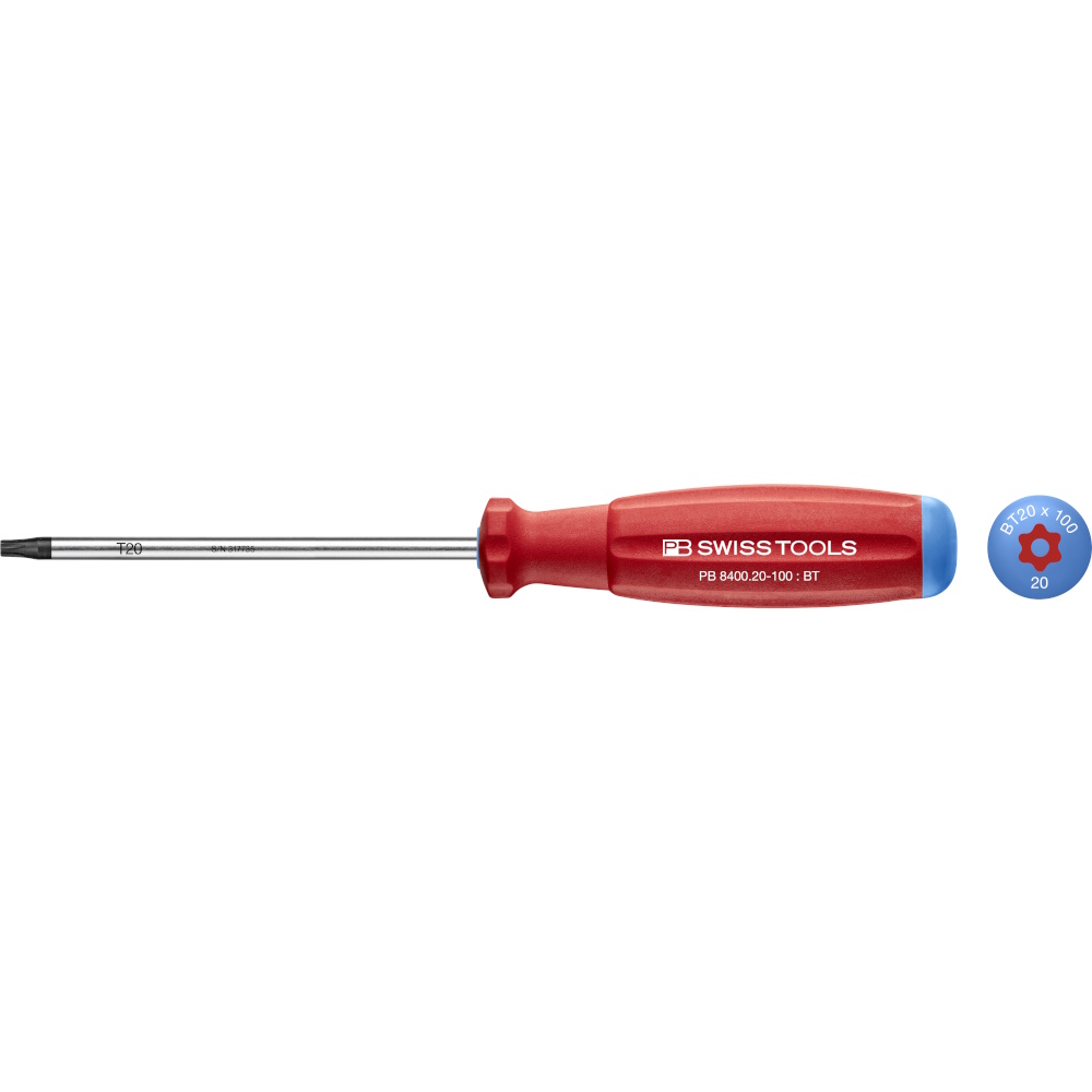 PB Swiss Tools 8400.B 20-100 SwissGrip schroevendraaier, Torx met gat, maat T20