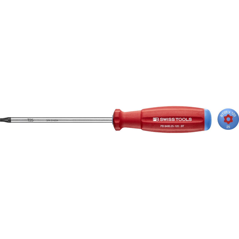 PB Swiss Tools 8400.B 25-120 SwissGrip schroevendraaier, Torx met gat, maat T25