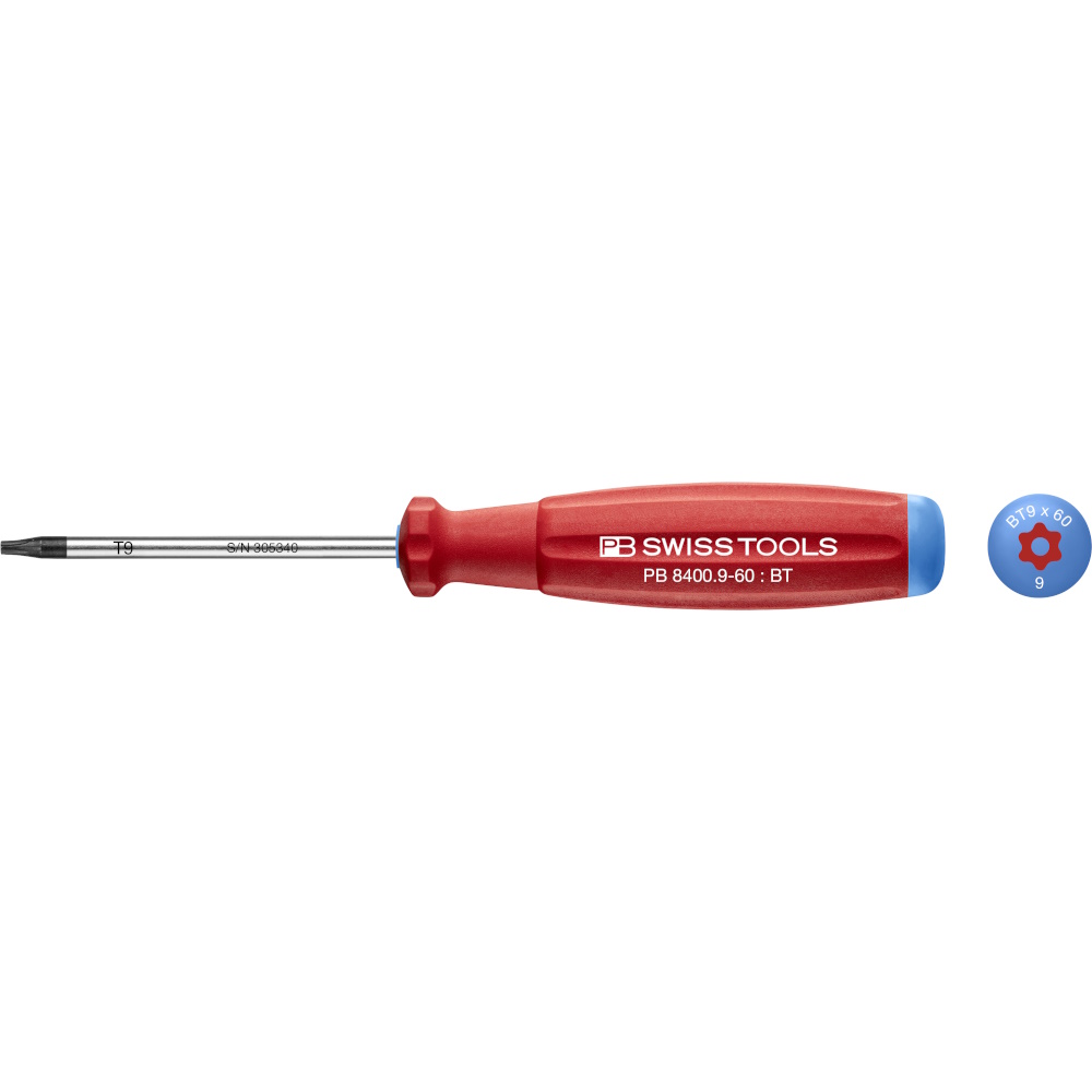 PB Swiss Tools 8400.B 9-60 SwissGrip schroevendraaier, Torx met gat, maat T9