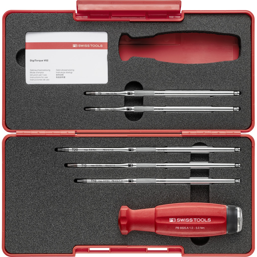 PB Swiss Tools 9320.Set A3 CBB DigiTorque V02, draaimomentschroevendraaierset, 1,0-5,0 Nm