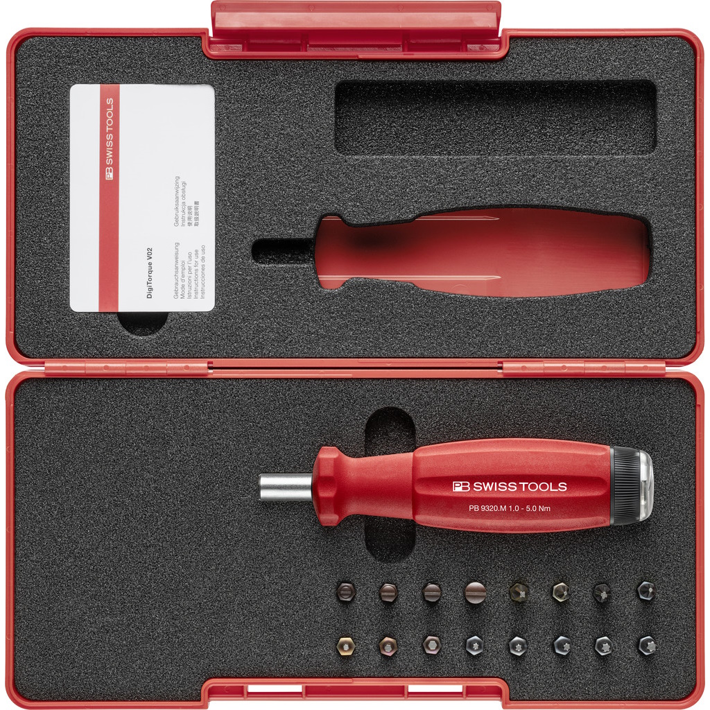 PB Swiss Tools 9320.Set B3 CBB DigiTorque V02, draaimomentschroevendraaierset, 1,0-5,0 Nm