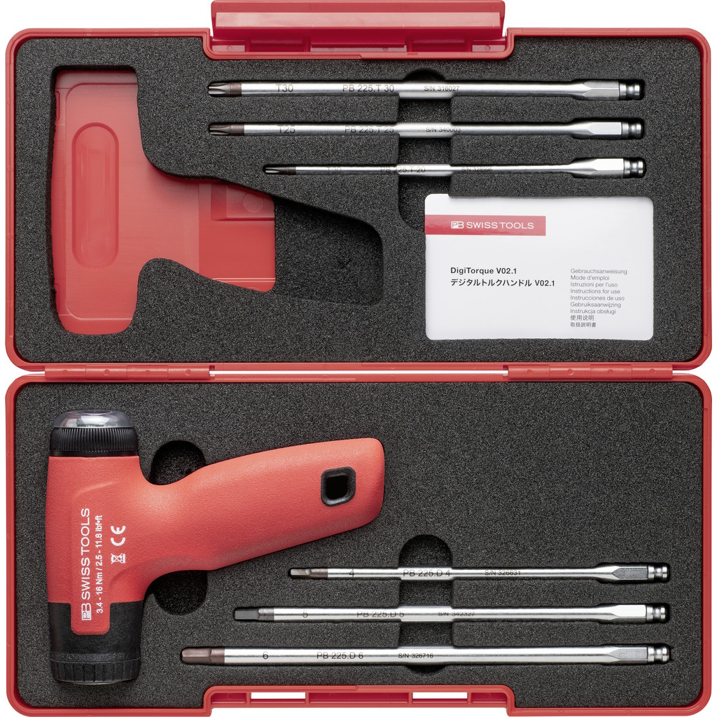 PB Swiss Tools 9325.Set A1 CBB DigiTorque V02, draaimomentschroevendraaierset, 3,4-16,0 Nm