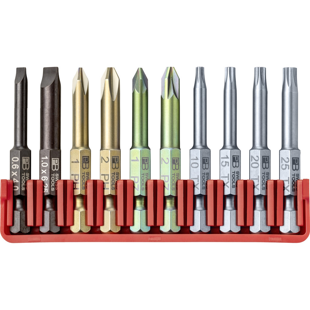 PB Swiss Tools E6.702 CN 10 PrecisionBits E6, in BitBlock, SL/PH/PZ/TX