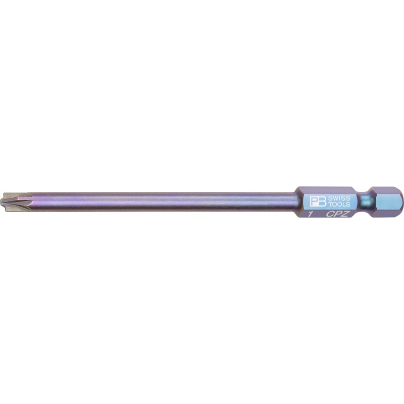 PB Swiss Tools E6L.180/1 PrecisionBit PlusMinus (zaagsnede/Pozidriv), 95 mm lang, maat 1